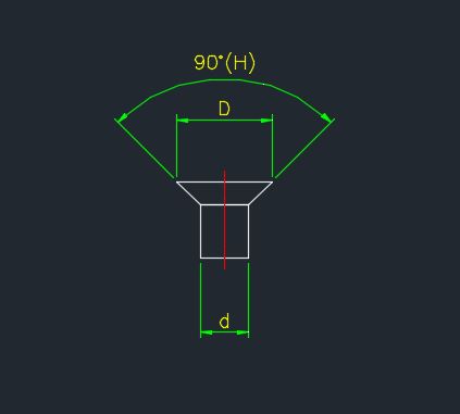 카운터싱크 Countersink 치수 도면 ISO 10642 규격 치수표