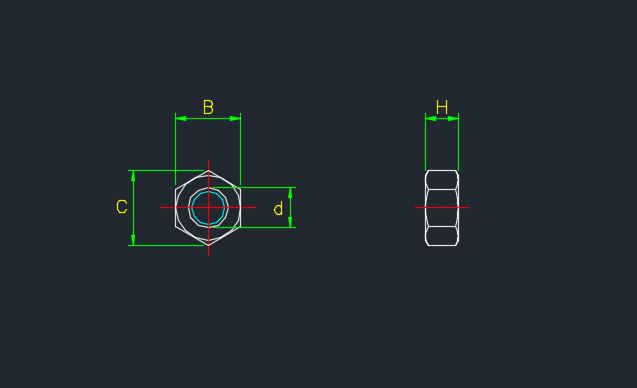 육각너트 Hex Nut 치수 도면 KS B 1012 ISO 4032 규격 치수표
