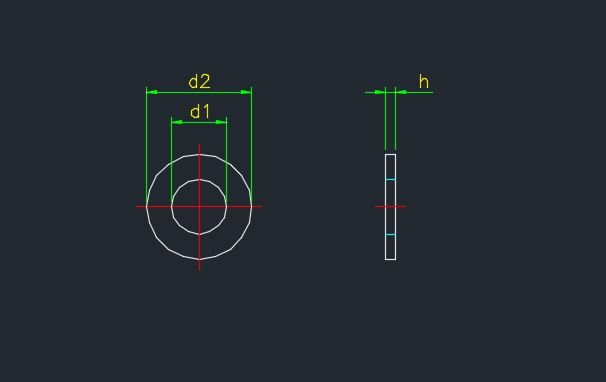 평와셔 Flat Washer 치수 도면 KS B 1326 ISO 7089 규격 치수표